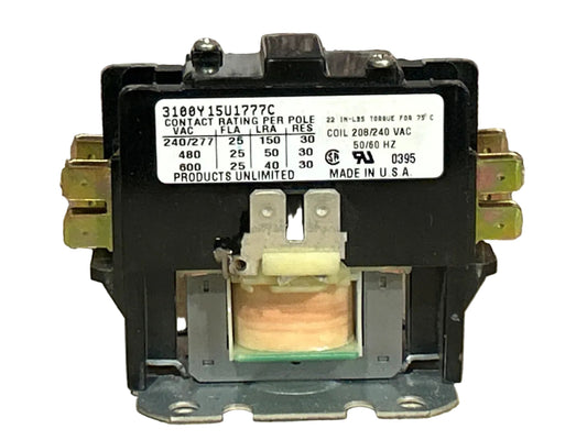 208/240 V, 50/60 Hz, 25 Amps 1 Pole Contactor