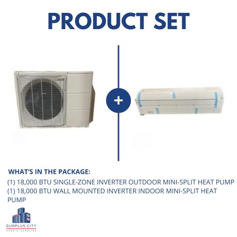 Conjunto de bomba de calor minisplit con inversor de zona única de 18 000 Btu, 19 SEER, R-410A, 208-230/60/1