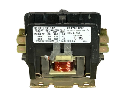 24 V, 50/60 Hz, 30 Amps 2 Pole Contactor