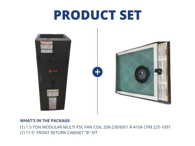 1.5 Ton Modular Multi PSC Fan Coil 208-230/60/1 R-410A CFM 225-1091 and 17.5" Front Return "B" Kit