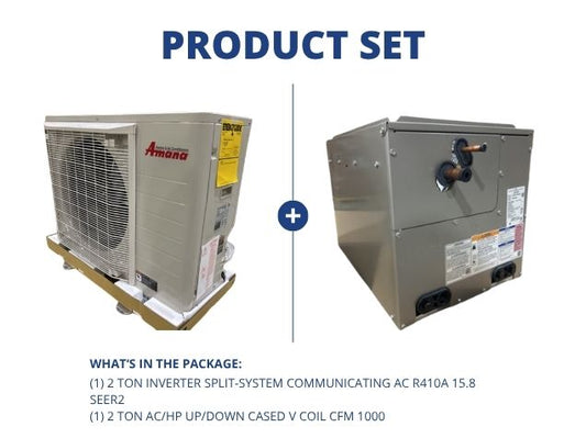 2 Ton Inverter SS Communicating AC R410A 15.8 SEER2 with 2 Ton AC/HP Up/Down Cased V Coil CFM 1000