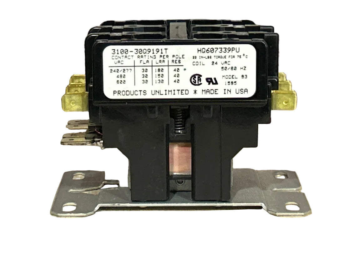 24 V, 50/60 Hz, 30 Amps 3 Pole Contactor