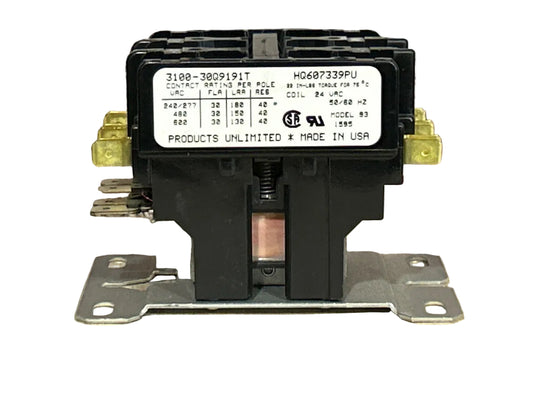 24 V, 50/60 Hz, 30 Amps 3 Pole Contactor