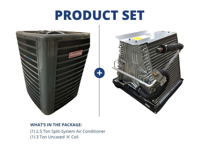 2.5 Ton SS Air Conditioner 208-230/60/1, 14.3 SEER2 and 3 Ton Upflow/Downflow Uncased A Coil