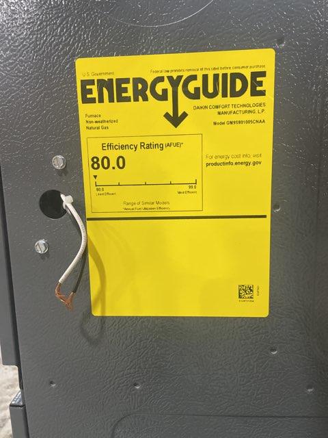 100,000 BTU 1-Stg Up/Horz ECM Gas Furnace 80%, 4 Ton 2-Stg SS Comm AC 17 SEER2 and 7 Pin Connector