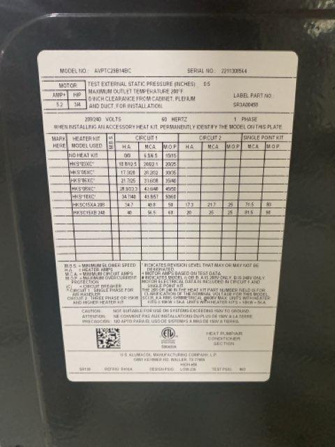 2 Ton SS Comm Compatible AC 16 SEER2, 2.5 Ton Comm Compatible Air Handler and 15kW Electric Heat Kit