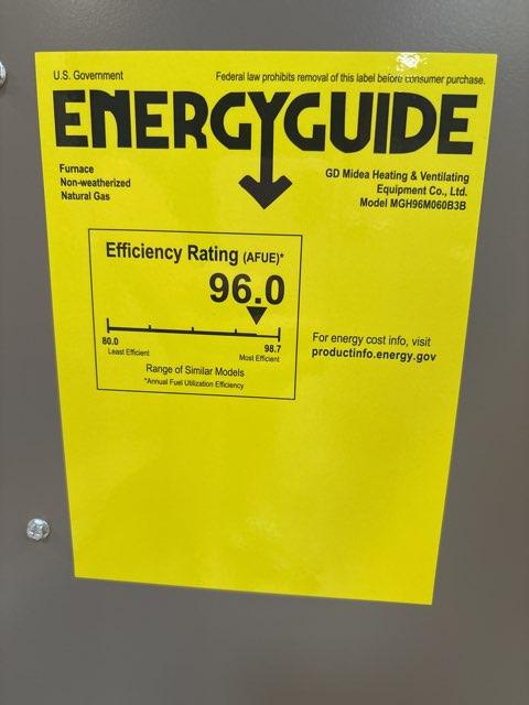 60,000 BTU ECM Multi Spd Gas Furnace 96%, 1.5 Ton 1-Stg SS AC 14.3 SEER2 and 1.5 Ton Up/Down A Coil