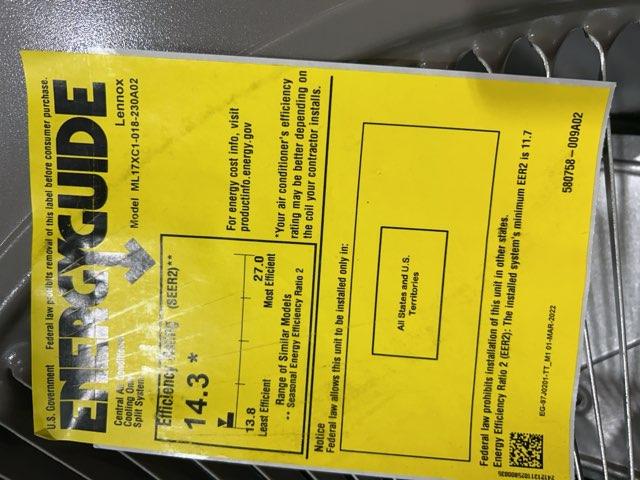 40,000 BTU Low NOx Comm Comp Gas Furnace 96%, 1.5 Ton AC 17 SEER with 1.5-3 Ton Up/Down Cased A Coil