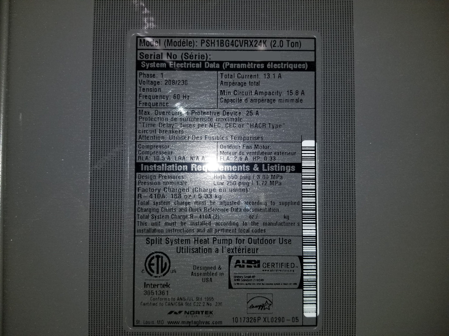 40,000 BTU Low NOx Comm Comp Gas Furnace 96%, 2 Ton Ultra Hi Eff  SS HP and 1.5-3 Ton Up/Down A Coil