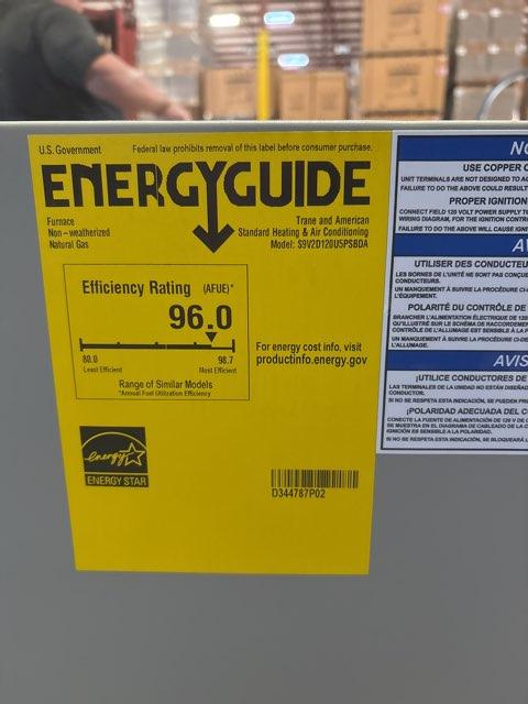 120,000 BTU 2-Stg Up/Horz PSC Var Spd Gas Furnace 96% with 5 Ton AC/HP Up/Down Cased A Coil, R410A