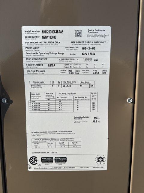 10 Ton AC/HP ECM Upflow/Horizontal Air Handler 460/60/3 R-410A CFM 5000 with 16 KW Heat Kit 460/60/3