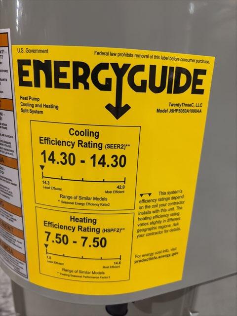 5 Ton 1-Stg SS Heat Pump R454B 14.3 SEER2, 5 Ton AC/HP Multi Air Handler and 10KW Heat W/ Breaker