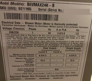 2 Ton Ult High Eff SS Heat Pump 19 SEER, 2 Ton Var Spd Up/Horz Fancoil 16 SEER, 9.6kW 240V W/Breaker