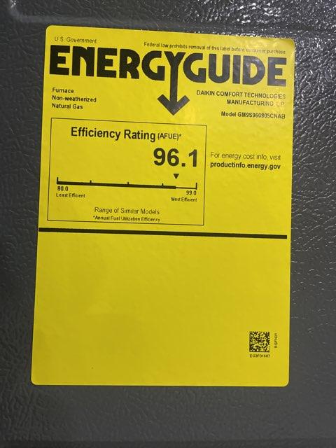 80,000 BTU Low NOx Up/Horz Gas Furnace 96%, 2.5 Ton AC 14.3 SEER2 and 2.5 Ton Horizontal Cased Coil