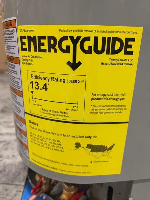 60,000 BTU Up/Horz ECM Gas Furnace 96%, 3 Ton SS AC R454B 13.4 SEER2 and 3 Ton Multi Cased A Coil