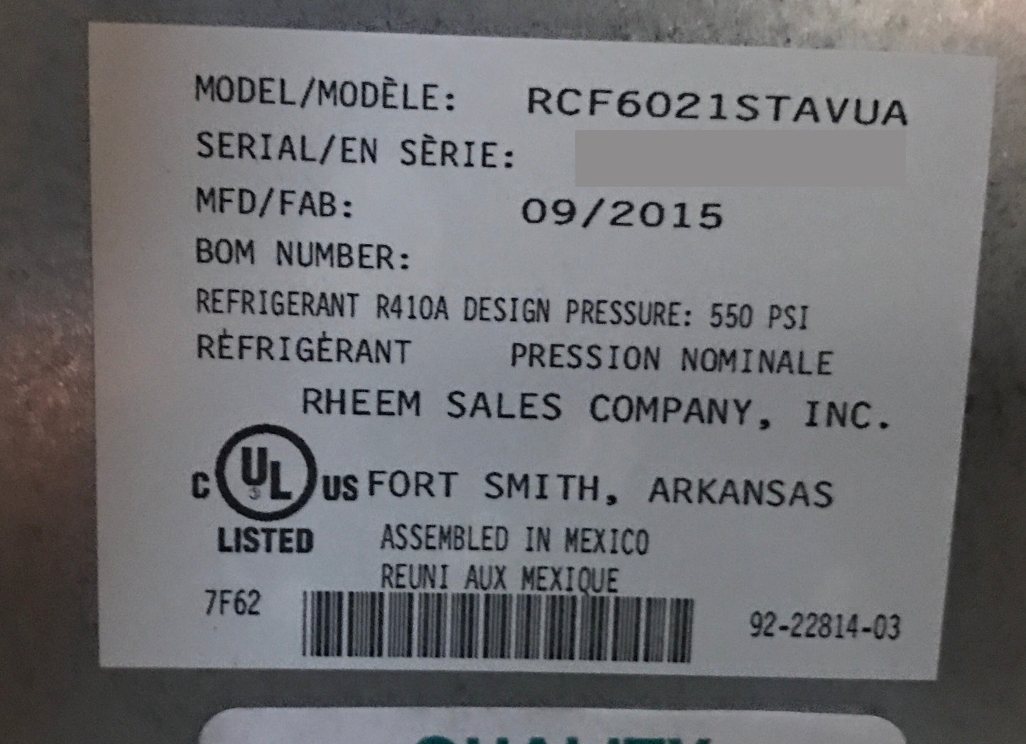5 Ton 1-Stage SS Heat Pump 208-230/60/1 R410A 15 SEER and 5 Ton AC/HP Upflow Uncased A Coil 13 SEER