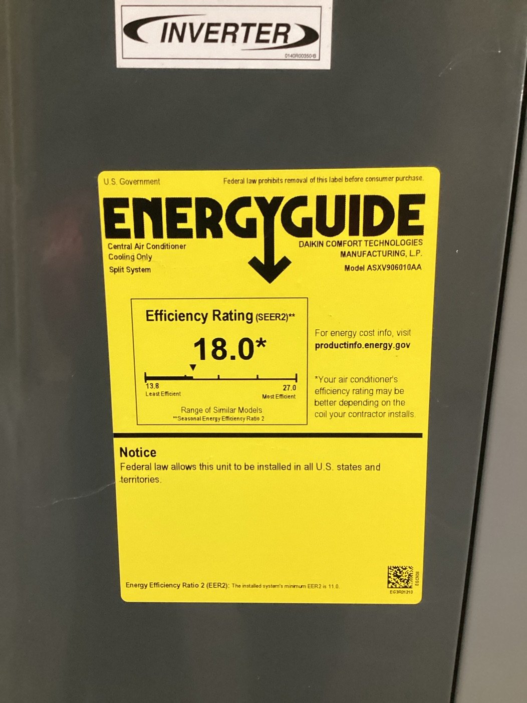 5 Ton Inverter Comm Comp AC 19.5 SEER2, 5 Ton AC/HP ECM Multiposition Air Handler and 15 kW Heat Kit