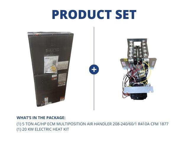 5 Ton AC/HP ECM Multiposition Air Handler 208-240/60/1 R410A CFM 1877 with 20 kW Electric Heat Kit