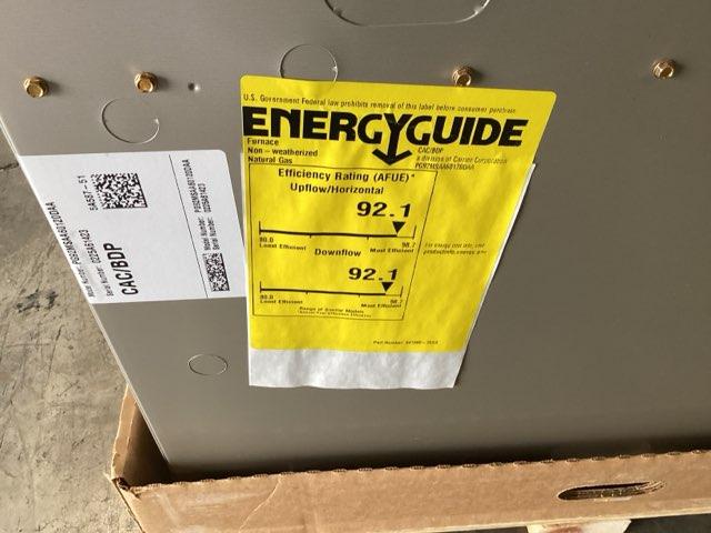 120,000 BTU 1-Stg Multiposition ECM Gas Furnace 92% with 3 Ton AC/HP Up/Down Cased A Coil R22/R410A