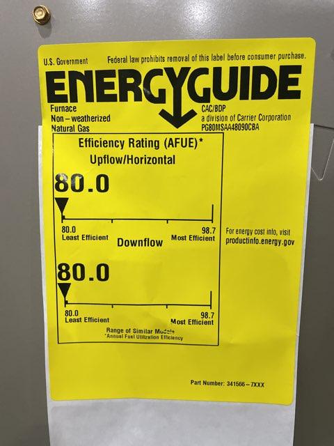 88,000 BTU 1-Stg Multiposition ECM Gas Furnace 80% with 2 Ton AC/HP Up/Down Cased A Coil, R22/R410A