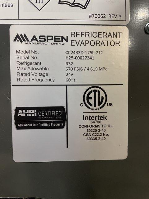 2 Ton AC/HP Upflow Cased A Coil, R32 CFM 800 with A2L Refrigerant Detection System Kit, Standard, A