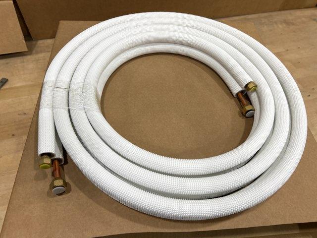 1/4"x3/8"x15' Lineset Flare 1/2" Insulation, White with 14/4 Communication Wire for Mini Splits; 15'