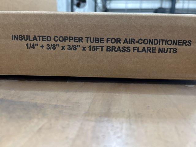 1/4"x3/8"x15' Lineset Flare 1/2" Insulation, White with 14/4 Communication Wire for Mini Splits; 15'