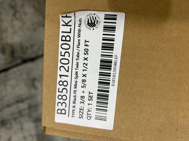 3/8"x5/8"x50' Flare Lineset 1/2" Insulation, Black with 14/4 Communication Wire for Mini Splits; 50'