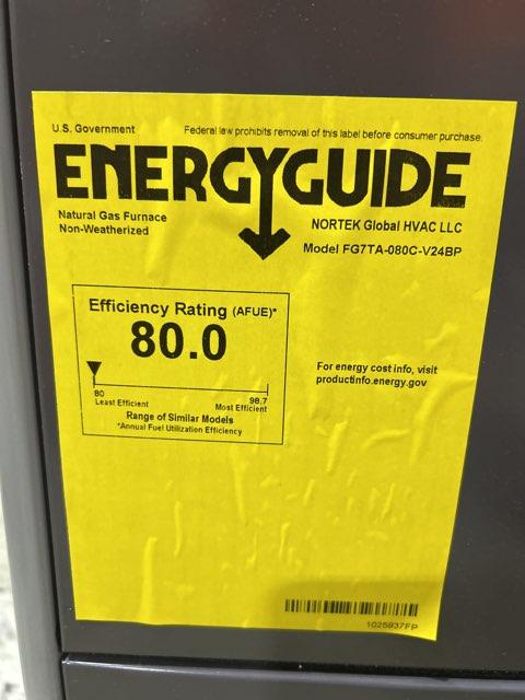 80,000 BTU Up/Horz ECM Gas Furnace 80%, 4 Ton Comm Comp AC 17 SEER2 with 4 Ton Up/Horz Cased A Coil
