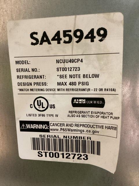 3.5 Ton 1-Stage SS Air Conditioner R410A 17 SEER with 4 Ton AC/HP Upflow Uncased A Coil, CFM 2000