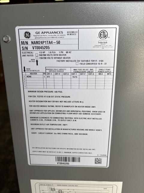 2 Ton AC/HP PSC Multiposition Air Handler 208-230/60/1 R-410A CFM 1105 with 10 kW Electric Heat Kit