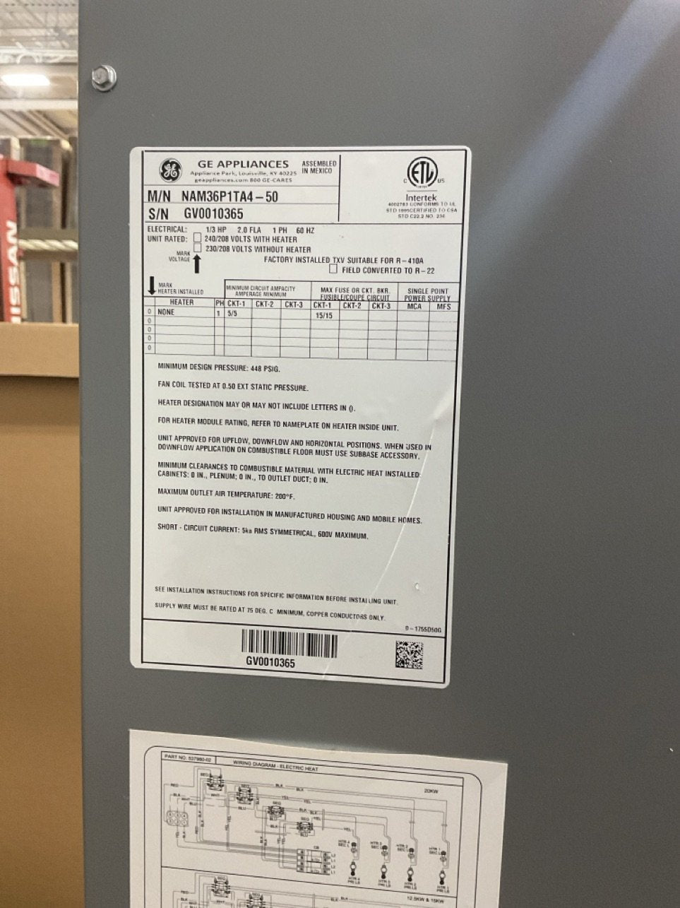 3 Ton AC/HP PSC Multiposition Air Handler 208-230/60/1 R-410A, CFM 1560 with 10 kW Electric Heat Kit
