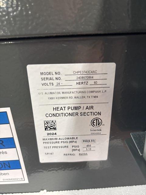 3 Ton Inverter SS Comm Air Conditioner R410A, 16.5 SEER2 and 3-3.5 Ton AC/HP Horizontal Cased A Coil