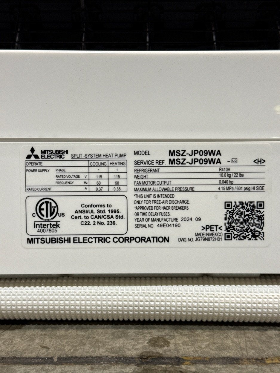 9,000 BTU Single-Zone Outdoor/Indoor Inverter Heat Pump Mini Split Set, 17 SEER 115/60/1 R-410A