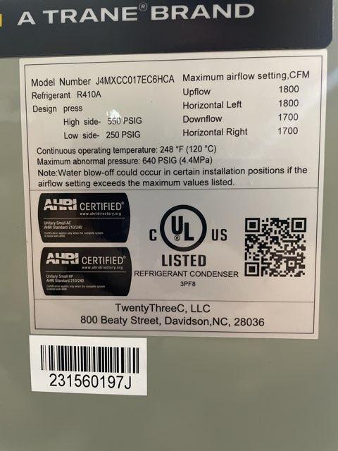 3.5 Ton 1-Stg SS Heat Pump 208-230/60/1 R410A 14 SEER and 2.5-4 Ton AC/HP Multiposition Cased A Coil