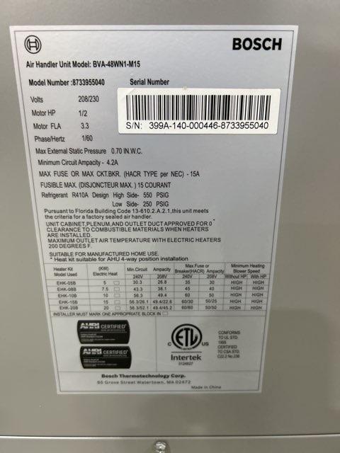 3.5 Ton 1-Stg SS Heat Pump 208-230/60/1 R410A 14 SEER with 4 Ton AC/HP PSC Multiposition Air Handler