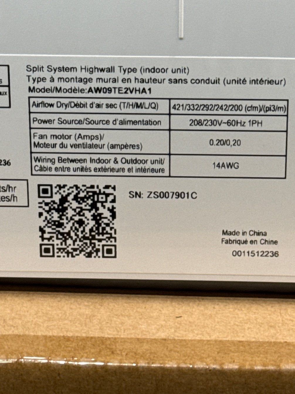 9,000 BTU Single-Zone Outdoor/Indoor Inverter Heat Pump Mini Split Set, 18 SEER 208-230/60/1 R-410A
