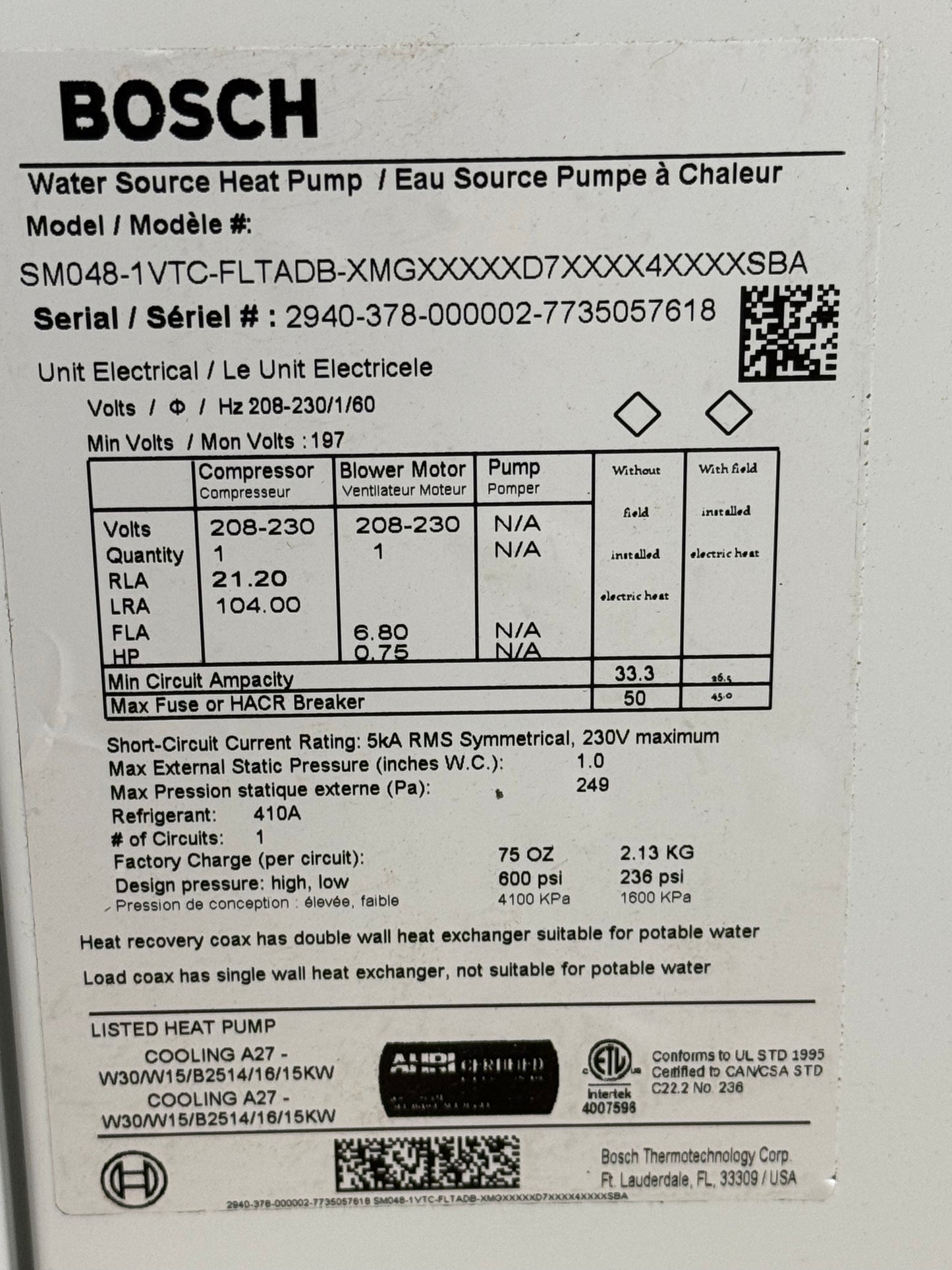 4 Ton Two-Stage ECM Vertical Geothermal Heat Pump 208-230/60/1 R410A 25.2 EER